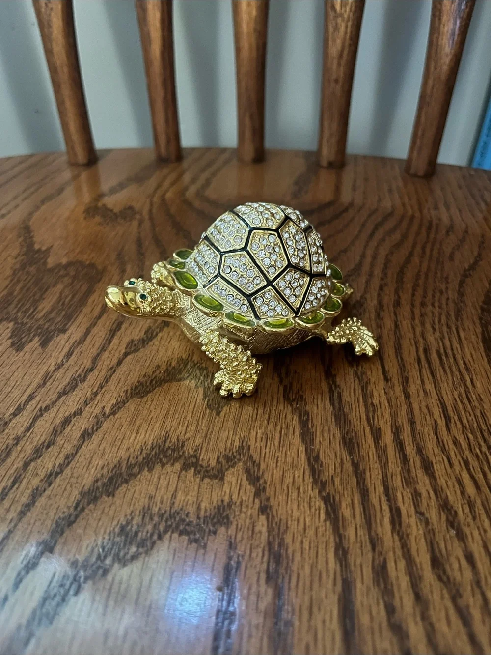 Gold and Green Jeweled Turtle Decorative Box - Home Accents